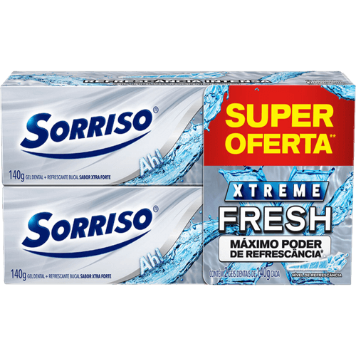 Pack-Gel-Dental-Xtra-Forte-Sorriso-Xtreme-Fresh-Caixa-2-Unidades-140g-Cada-Super-Oferta