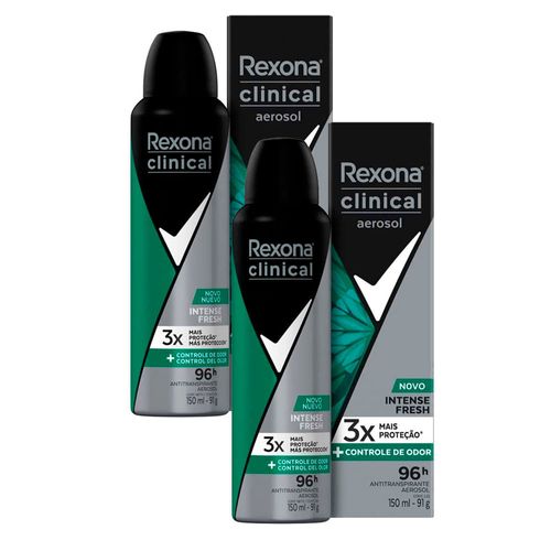 Antitranspirante-Aerossol-Intense-Fresh-96h-Rexona-Clinical-150ml-Spray