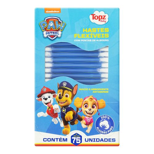 Hastes-Flexiveis-com-Pontas-de-Algodao-Paw-Patrol-Topz-Baby-Caixa-75-Unidades