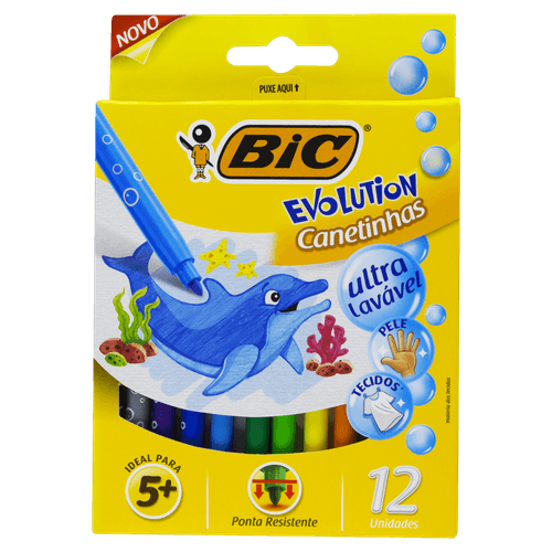 Canetinha-Hidrografica-Colorida-Bic-Evolution-12-Unidades