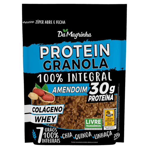 Granola-7-Graos-100--Integral-Amendoim-30g-Proteina-Da-Magrinha-Protein-Pouch-200g