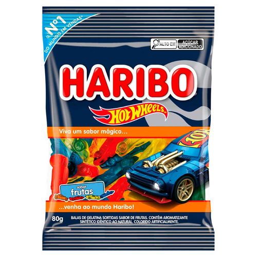 Bala-de-Gelatina-Frutas-Hot-Wheels-Haribo-Pacote-80g Bala-de-Gelatina-Frutas-Hot-Wheels-Haribo-Pacote-80g