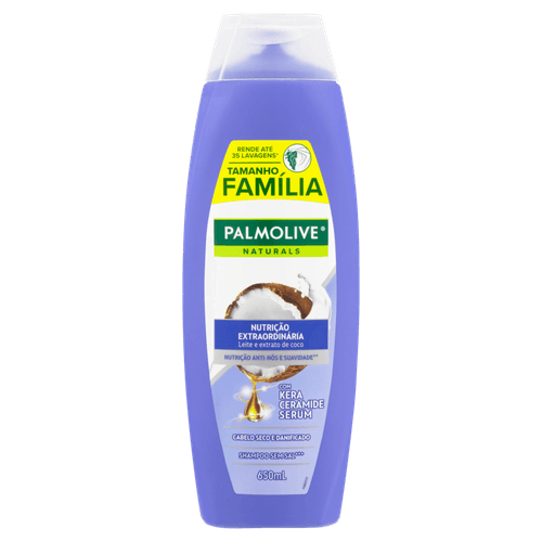 Shampoo-Leite-e-Extrato-de-Coco-com-Kera-Ceramide-Serum-Palmolive-Naturals-Nutricao-Extraordinaria-Frasco-650ml-Tamanho-Familia Shampoo-Leite-e-Extrato-de-Coco-com-Kera-Ceramide-Serum-Palmolive-Naturals-Nutricao-Extraordinaria-Frasco-650ml-Tamanho-Familia