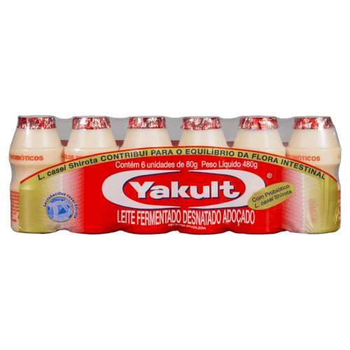Leite-Fermentado-Desnatado-Adocado-Yakult-Frasco-480g-6-Unidades-de-80g-Cada Leite-Fermentado-Desnatado-Adocado-Yakult-Frasco-480g-6-Unidades-de-80g-Cada