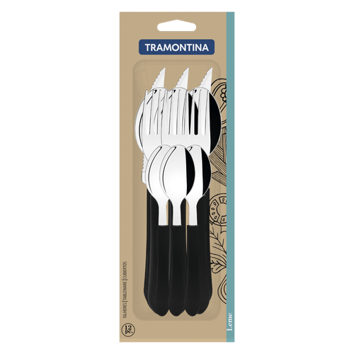 Faqueiro-Tramontina-Leme-Inox-Preto-12-Pecas Faqueiro-Tramontina-Leme-Inox-Preto-12-Pecas