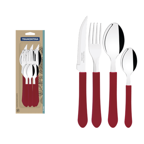 Faqueiro-Tramintina-Leme-Inox-Vermelho-12-Pecas- Faqueiro-Tramintina-Leme-Inox-Vermelho-12-Pecas-