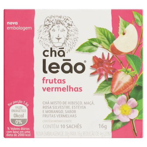 Cha-Misto-de-Frutas-Vermelhas-Hibisco-Maca-Rosa-Silvestre-Estevia-e-Morango-Cha-Leao-Caixa-16g-10-Unidades Cha-Misto-de-Frutas-Vermelhas-Hibisco-Maca-Rosa-Silvestre-Estevia-e-Morango-Cha-Leao-Caixa-16g-10-Unidades