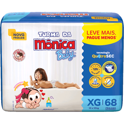 Fralda-Descartavel-Turma-da-Monica-Baby-XG-9-a-13kg-Pacote-68-Unidades-Leve-Mais-Pague-Menos