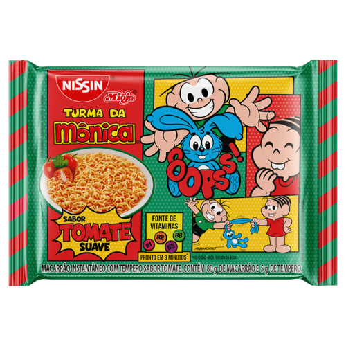 Macarrao-Instantaneo-Lamen-com-Tempero-de-Tomate-Suave-Turma-da-Monica-Nissin-Miojo-Pacote-85g-Sendo-80g-de-Macarrao-e-5g-de-Tempero