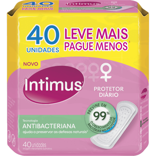 Protetor-Diario-sem-Abas-Antibacteriano-Intimus-Pacote-40-Unidades-Leve-Mais-Pague-Menos