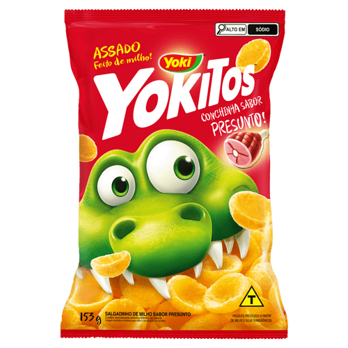 Salgadinho-Assado-de-Milho-Conchinha-Presunto-Yoki-Yokitos-Pacote-153g Salgadinho-Assado-de-Milho-Conchinha-Presunto-Yoki-Yokitos-Pacote-153g