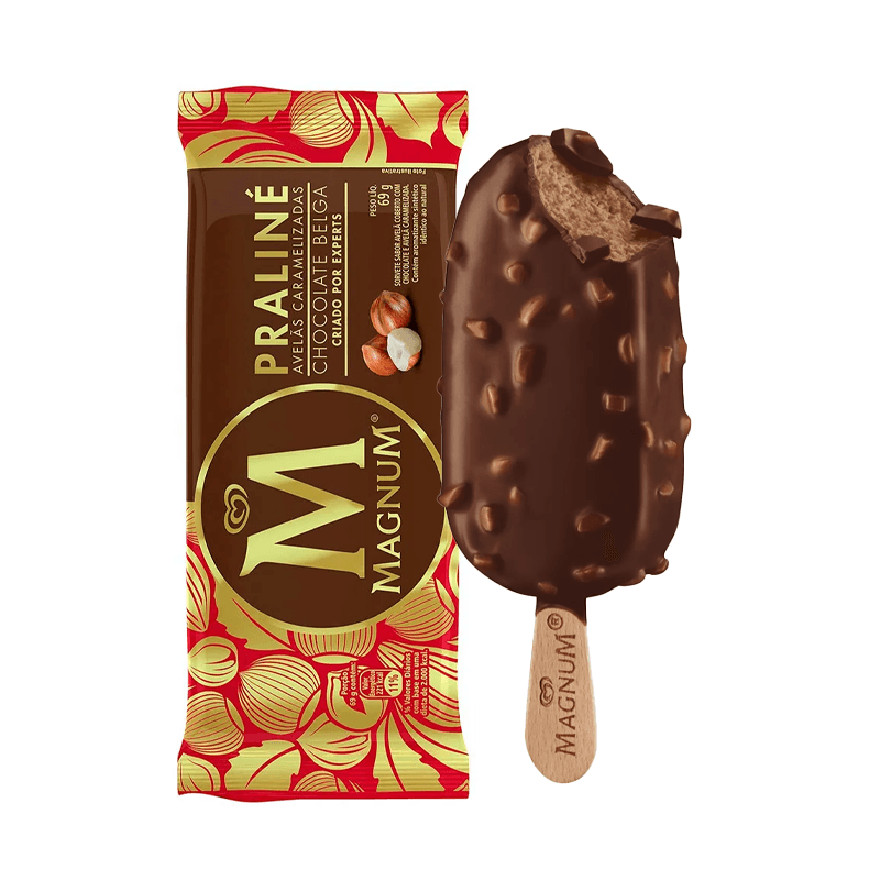 Sorvete Avelã Cobertura Chocolate e Avelã Caramelizada Magnum Pacote 69g