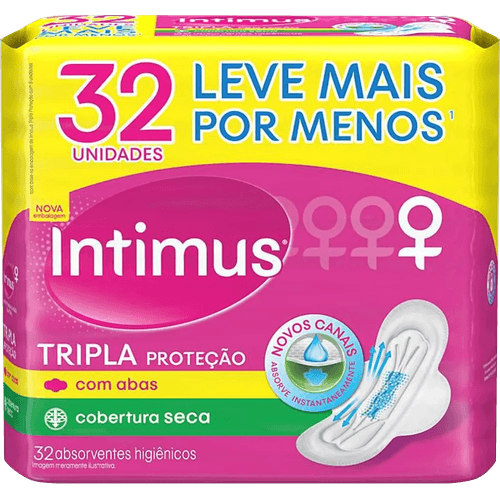 Absorvente-com-Abas-Extra-Suave-Intimus-Tripla-Protecao-Pacote-32-Unidades Absorvente-com-Abas-Extra-Suave-Intimus-Tripla-Protecao-Pacote-32-Unidades