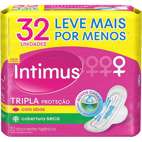 Absorvente-com-Abas-Seca-Intimus-Tripla-Protecao-Pacote-32-Unidades-Leve-Mais-Pague-Menos Absorvente-com-Abas-Seca-Intimus-Tripla-Protecao-Pacote-32-Unidades-Leve-Mais-Pague-Menos