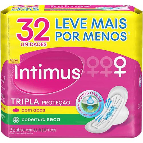 Absorvente-com-Abas-Seca-Intimus-Tripla-Protecao-Pacote-32-Unidades-Leve-Mais-Pague-Menos