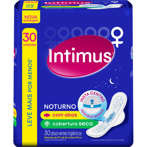 Absorvente-Higienico-com-Abas-Seca-Intimus-Noturno-Pacote-30-Unidades-Leve-Mais-Pague-Menos