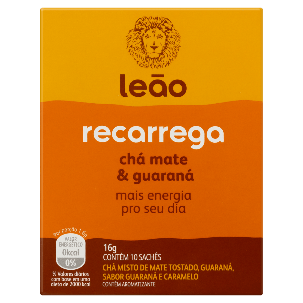 Cha Mate Leao Recarrega Sabor Mate E Guarana Com 10 SachEs