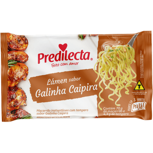 Macarrao-Instantaneo-Lamen-com-Tempero-de-Galinha-Caipira-Predilecta-Pra-Ja--Pacote-743g-Sendo-70g-de-Macarrao-e-43g-de-Tempero