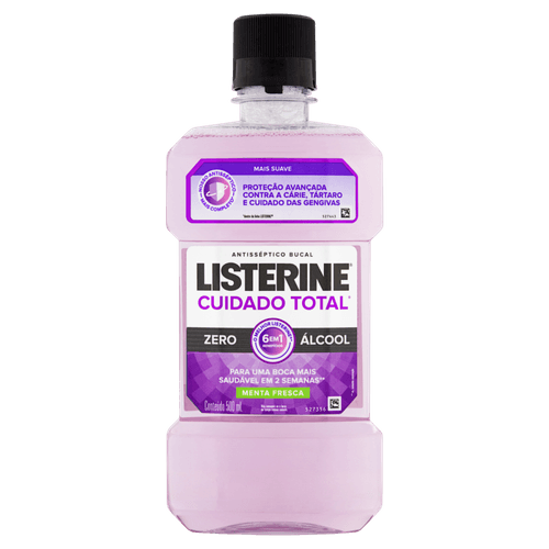 Enxaguante-Bucal-Antisseptico-Zero-Alcool-Menta-Fresca-Listerine-Cuidado-Total-Frasco-500ml Enxaguante-Bucal-Antisseptico-Zero-Alcool-Menta-Fresca-Listerine-Cuidado-Total-Frasco-500ml