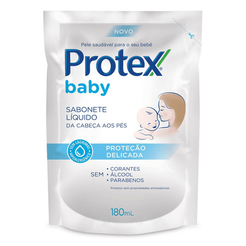 Sabonete-Liquido-da-Cabeca-aos-Pes-Protex-Baby-Protecao-Delicada-Sache-180ml-Refil Sabonete-Liquido-da-Cabeca-aos-Pes-Protex-Baby-Protecao-Delicada-Sache-180ml-Refil