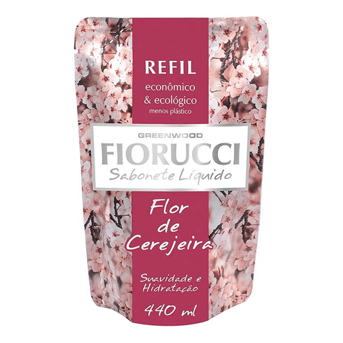 Sabonete-Liquido-Flor-de-Cerejeira-Fiorucci-Sache-440ml-Refil-Economico---Ecologico Sabonete-Liquido-Flor-de-Cerejeira-Fiorucci-Sache-440ml-Refil-Economico---Ecologico