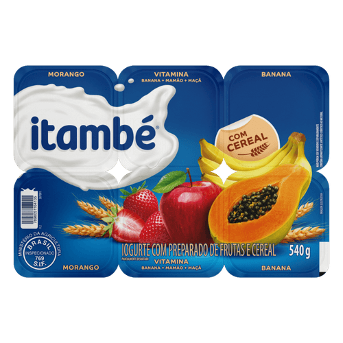 Iogurte-Parcialmente-Desnatado-com-Preparado-de-Frutas-e-Cereal-Morango---Vitamina---Banana-Itambe-Bandeja-540g-6-Unidades-90g-Cada