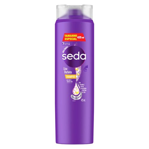 Shampoo com Vitamina C, Óleo de Macadâmia e Proteína Seda Liso Perfeito Frasco 425ml Tamanho Econômico