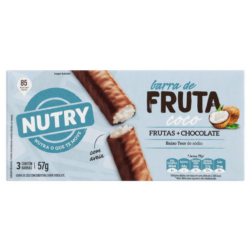 Barra-de-Frutas-de-Coco-com-Cobertura-de-Chocolate-Nutry-Caixa-57g-3-Unidades-de-19g-Cada Barra-de-Frutas-de-Coco-com-Cobertura-de-Chocolate-Nutry-Caixa-57g-3-Unidades-de-19g-Cada