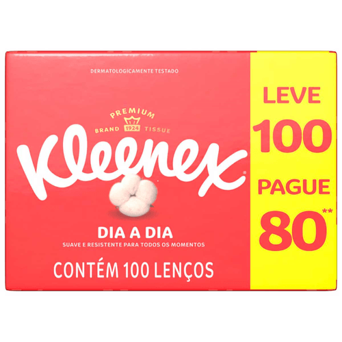 Lenco-de-Papel-Folha-Dupla-Suave-Kleenex-Kids-127cm-x-212cm-Caixa-Leve-100-Pague-80-Unidades