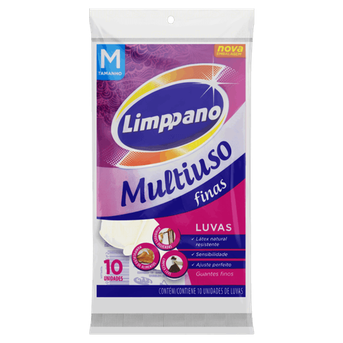 Luvas-Multiuso-Finas-Limppano-Media-Pacote-com-10-Unidades Luvas-Multiuso-Finas-Limppano-Media-Pacote-com-10-Unidades