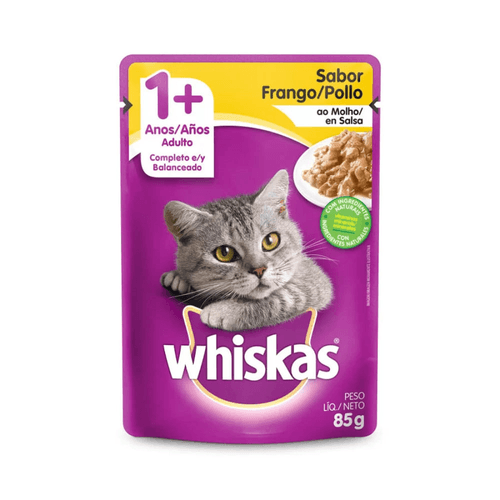 Alimento-para-Gatos-Adultos-Frango-ao-Molho-Encorpado-Refeicao-Completa-Whiskas-Sache-85g Alimento-para-Gatos-Adultos-Frango-ao-Molho-Encorpado-Refeicao-Completa-Whiskas-Sache-85g