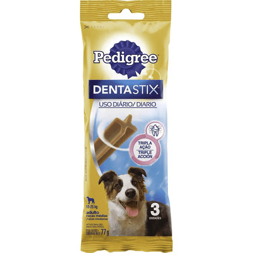 Petisco-para-Caes-Adultos-Racas-Medias-Pedigree-Dentastix-Pacote-77g-3-Unidades Petisco-para-Caes-Adultos-Racas-Medias-Pedigree-Dentastix-Pacote-77g-3-Unidades