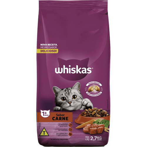 Alimento-Premium-para-Gatos-Adultos-Carne-Whiskas-Pacote-27kg Alimento-Premium-para-Gatos-Adultos-Carne-Whiskas-Pacote-27kg