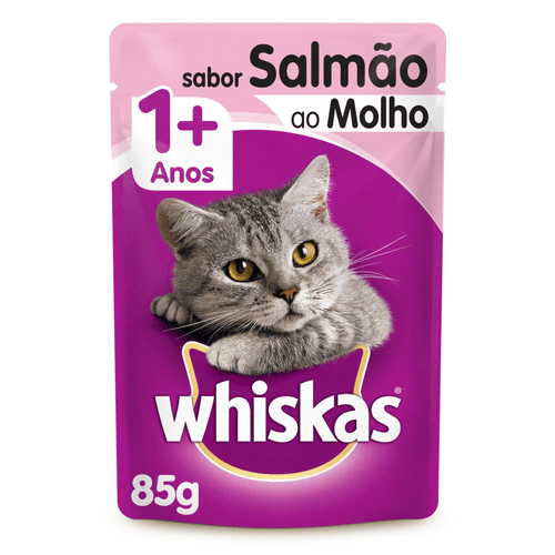 Alimento-para-Gatos-Adultos-Salmao-ao-Molho-Encorpado-Refeicao-Completa-Whiskas-Sache-85g Alimento-para-Gatos-Adultos-Salmao-ao-Molho-Encorpado-Refeicao-Completa-Whiskas-Sache-85g