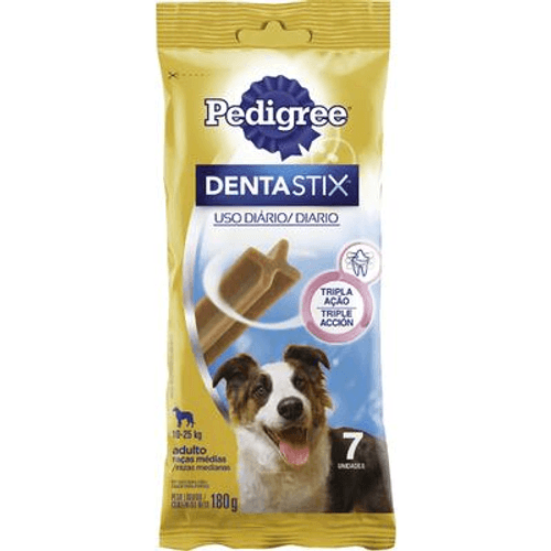 Petisco-para-Caes-Adultos-Racas-Medias-Pedigree-Dentastix-Pacote-180g-7-Unidades Petisco-para-Caes-Adultos-Racas-Medias-Pedigree-Dentastix-Pacote-180g-7-Unidades