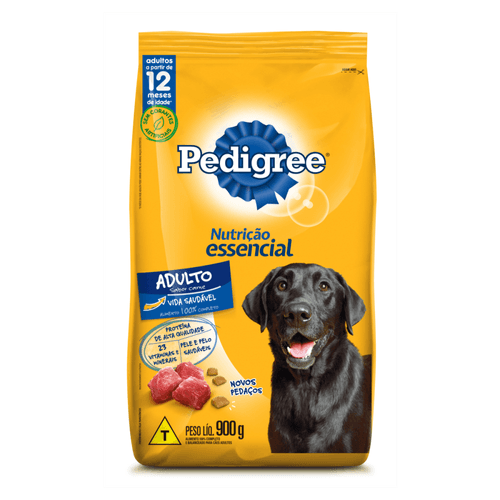 Alimento-100--Completo-e-Balanceado-para-Caes-Adultos-Carne-Pedigree-Nutricao-Essencial-Pacote-900g