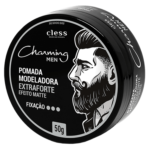 Pomada-Modeladora-Extraforte-Efeito-Matte-Charming-Men-Pote-50g Pomada-Modeladora-Extraforte-Efeito-Matte-Charming-Men-Pote-50g