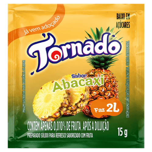 Preparado-Solido-para-Refresco-em-Po-Saborizado-com-Fruta-Abacaxi-Tornado-Pacote-15g