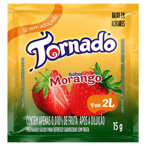 Preparado-Solido-para-Refresco-em-Po-Saborizado-com-Fruta-Morango-Tornado-Pacote-15g