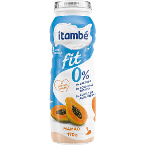 Iogurte-Desnatado-com-Preparado-de-Fruta-Mamao-Zero-Lactose-para-Dietas-com-Restricao-de-Lactose-sem-Adicao-de-Acucar-Itambe-Fit-Frasco-170g