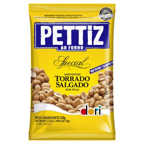 Amendoim-Torrado-Salgado-sem-Pele-ao-Forno-Dori-Pettiz-Special-Pacote-320g Amendoim-Torrado-Salgado-sem-Pele-ao-Forno-Dori-Pettiz-Special-Pacote-320g