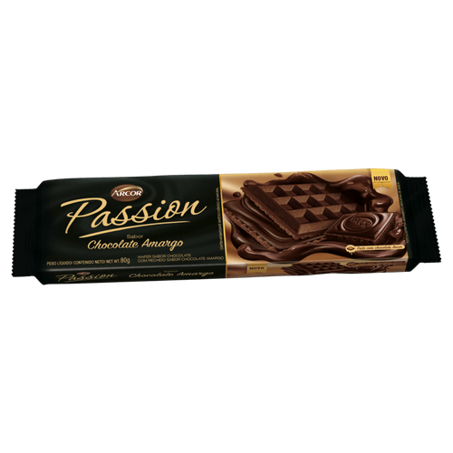 Biscoito-Wafer-Chocolate-com-Recheio-Chocolate-Amargo-Arcor-Passion-Pacote-80g Biscoito-Wafer-Chocolate-com-Recheio-Chocolate-Amargo-Arcor-Passion-Pacote-80g