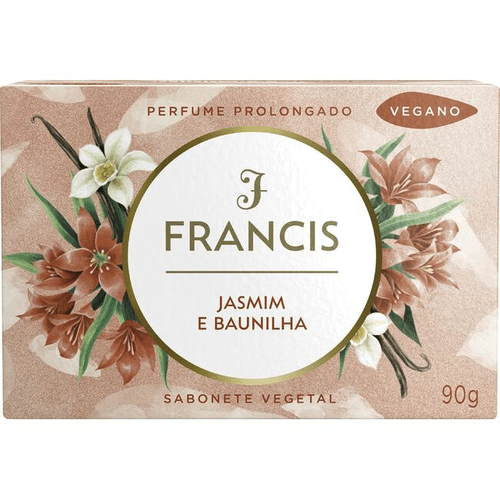 Sabonete-em-Barra-Vegetal-Jasmim-e-Baunilha-Francis-Caixa-90g Sabonete-em-Barra-Vegetal-Jasmim-e-Baunilha-Francis-Caixa-90g