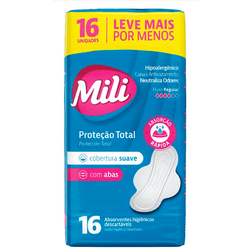 Absorvente-Com-Abas-Conforto-Total-Mili-16-Unidades-Leve-Mais-Por-Menos Absorvente-Com-Abas-Conforto-Total-Mili-16-Unidades-Leve-Mais-Por-Menos