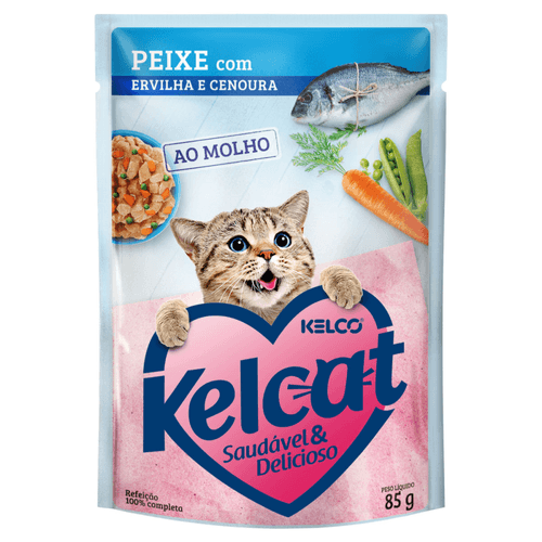 Racao-Umida-para-Gatos-Kelcat-Peixe-Ervilha-e-Cenoura-Sache-85g Racao-Umida-para-Gatos-Kelcat-Peixe-Ervilha-e-Cenoura-Sache-85g