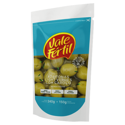 Azeitona-Verde-em-Conserva-com-Caroco-Light-Vale-Fertil-Sache-Peso-Liquido-240g-Peso-Drenado-150g Azeitona-Verde-em-Conserva-com-Caroco-Light-Vale-Fertil-Sache-Peso-Liquido-240g-Peso-Drenado-150g