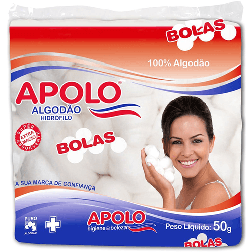 Algodao-Apolo-Hidrofilo-Bola-Pacote-50-g Algodao-Apolo-Hidrofilo-Bola-Pacote-50-g