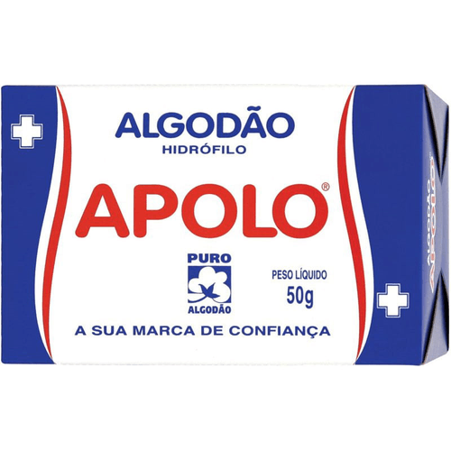 Algodao-Apolo-Hidrofilo-Rolo-Caixa-50-g Algodao-Apolo-Hidrofilo-Rolo-Caixa-50-g