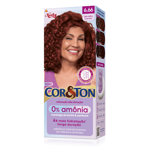 Kit-Coloracao-Creme-6.66-Vermelho-Carmim-Manteiga-de-Karite---Pantenol-Niely-Cor-Ton