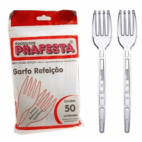 Talher-Descartavel-Prafesta-Cristal-Refeicao-Garfo-50-Unidades